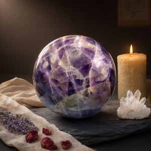 Bola de amatista - Energía/Reiki/Cristaloterapia - 2.5 pulgadas de diámetro y 325 g (0.72 lb) - UNA PIEZA SOLO - Product Image 3