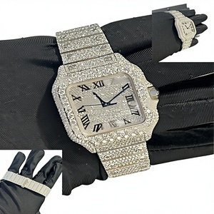 Reloj de Pulsera con Esfera Cuadrada de Moissanita y Acero Inoxidable, Caja de Acero Inoxidable, Cierre de Pulsera, Resistencia al Agua de 10 Bares, Estilo Hip Hop - Product Image 1