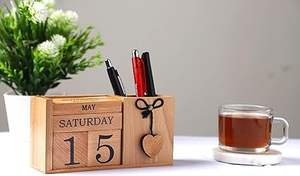 प्रीमियम गुणवत्ता लकड़ी स्थायी कैलेंडर दैनिक कैलेंडर घर और कार्यालय डेस्क सहायक उपकरण - Product Image 2