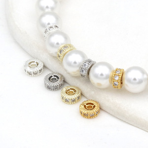 Zircon <b>Wheel</b> Beads Spacer Beads 14k Gold Plated Copper DIY Jewelry Accessories <b>Small</b> Size For Bracelets Necklaces C45 - Product Image 2
