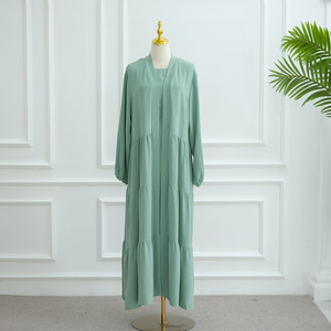 Ensemble Abaya 2 pièces en crêpe de qualité supérieure avec robe intérieure et ceinture vente en gros de vêtements islamiques pour le ramadan musulman Eid Abaya turque simple - Product Image 4