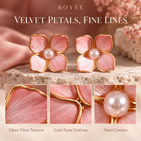 Nouvelles boucles d'oreilles clous rétro BOYEE SR-36 faites à la main en soie, motif floral, pour femme, bijoux d'oreille floraux élégants haut de gamme, Patrimoine Culturel Immatériel