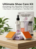 Kit de Cuidado de Calzado Care Guys de 4 Piezas, Solución Completa con Espuma de Limpieza Profunda, Quitamanchas y Cepillo para Zapatos Blancos, Cuero, Nubuck y Lona