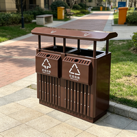 Poubelle de tri extérieure en acier à double compartiment, résistante aux intempéries, 2-en-1, pour collecte de déchets et de recyclage, idéale pour les zones communautaires et les zones touristiques