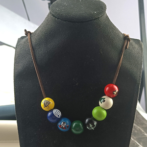 Collar de la Academia de Campamentos de Sangre Media de Annabeth Chase, Collar de Perlas de Madera con Estampado Colorido de Percy Jackson <span class=keywords><strong>Demigod</strong></span>, Collar de Cuerda de Cuero Marrón - Product Image 4