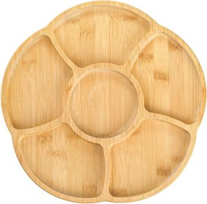 Khay chia Tre 6 khe, đĩa khai vị tròn 12 "cho đồ ăn nhẹ/trái cây, thân thiện với môi trường - Product Image 3