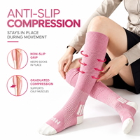 Chaussettes de sport montantes pour femmes, personnalisées, à compression, avec semelle épaisse en tissu éponge, anti-humidité, colorblock, vente en gros