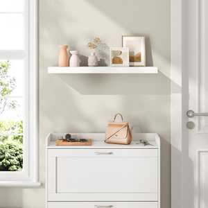Mensola da parete rettangolare bianca in MDF 100x23,5x4 cm con staffe in metallo, mensola galleggiante per l'organizzazione di casa e ufficio - Product Image 6