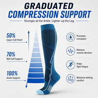Chaussettes de compression sportives professionnelles à compression graduée, hauteur genou, respirantes, anti-humidité, élastiques, disponibles en OEM/ODM direct