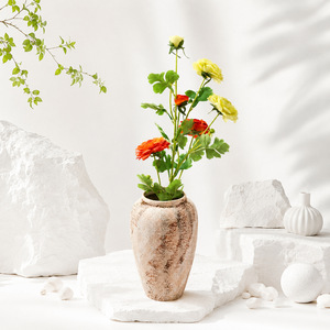 Fleurs de pivoine en soie de luxe à 3 têtes, abordables et standardisées, pour aménagements extérieurs, arrangements de table et fleurs de chevet pour B&B - Product Image 3