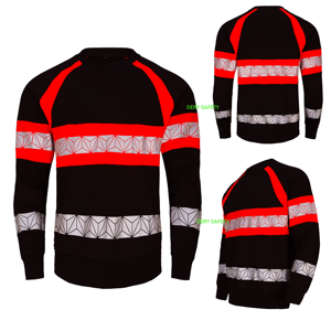 Sweat-shirt <span class=keywords><strong>de</strong></span> sécurité réfléchissant haute visibilité pour homme, col rond, manches longues, couleurs contrastées, vêtements <span class=keywords><strong>de</strong></span> <span class=keywords><strong>travail</strong></span> haute visibilité, <span class=keywords><strong>pull</strong></span> en coton - Product Image 4