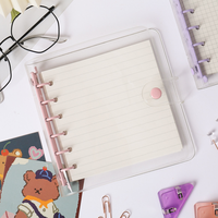Planificateur hebdomadaire de reliure à 6 anneaux en PVC transparent-Organisateur de feuilles mobiles réutilisable pour bureau/école avec fermeture à bouton-poussoir