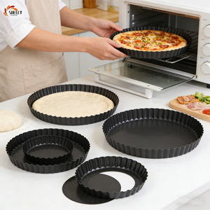 <span class=keywords><strong>Molde</strong></span> para Hornear Tartas Antiadherente de Acero al Carbono Premium de 9.5/10/11/12 Pulgadas XL, con Fondo Extraíble y Borde Acanalado - Product Image 1