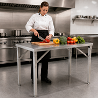 Table de travail en acier inoxydable de qualité commerciale 201 304, de qualité alimentaire, robuste, à cadre ouvert, avec pieds carrés, pour cuisine commerciale