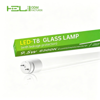 Tubo LED T8 de Vidrio de 4 Pies y 9.5W, Tipo B, de Una o Dos Extremidades, 85-277V CA, Conexión Directa, Alto Factor de Potencia (PF0.9), 50000H de Vida Útil, Bombilla de Iluminación Comercial