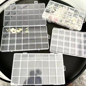 Jewelry Organizer <b>Box</b> 24 Compartment Plastic Storage With Lid For <b>Earrings</b> Rings Desktop Storage Transparent Container - Product Image 2