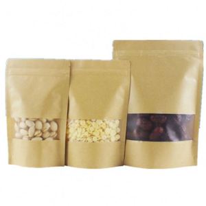 Sac en papier kraft personnalisé imprimé avec fenêtre givrée, Doypack avec fermeture éclair, pack promotionnel - Product Image 3