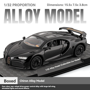 Modèle de voiture miniature 1:32 Bugatti Chiron avec son et lumière, jouet de collection en métal à rétrofriction, ornement décoratif - Product Image 4
