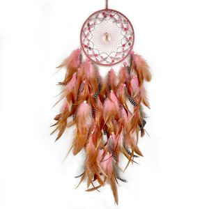 Kerajinan Bulu Alami Ramah Lingkungan Buatan Tangan Warna-Warni Bohemian Agate Beaded Dream Catcher Dekorasi Pernikahan Hiasan Gantung Rumah - Product Image 1
