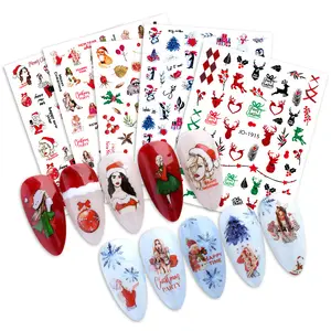 2023 New Christmas Nail Stickers Wholesale 2d Snowflake Elk Christmas Beauty Nail Ornament Decals Stickers