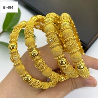 24K pengantin pernikahan berlapis emas untuk wanita Dubai Nigeria gaya Indonesia modis pasir emas gelang modis