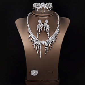 New 4-piece Bridal Wedding Jewelry Set, <b>Cubic</b> <b>Zirconia</b>, Luxury Women's Jewelry, Women's Wedding Party Accessories S-0122 - Product Image 2