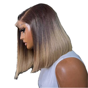 Peluca de Cabello Virgen Vietnamita <span class=keywords><strong>Rubio</strong></span> Remy, Estilo Bob, Densidad 200%, Transparente 5X5 para Peluca con Frente de Encaje - Product Image 1