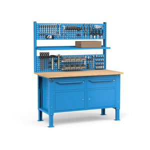 Fami WORK1538 établi réglable 150cm, plateau en bois, 2 tiroirs, 2 armoires et mur perforé - Product Image 3