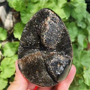 Huevo de Dragón Septariano Natural, Geoda, Piedra Semipreciosa, Cristal Negro Druzy, Reiki, Wicca, Meditación, Decoración de Escritorio, Regalo - Product Image 2