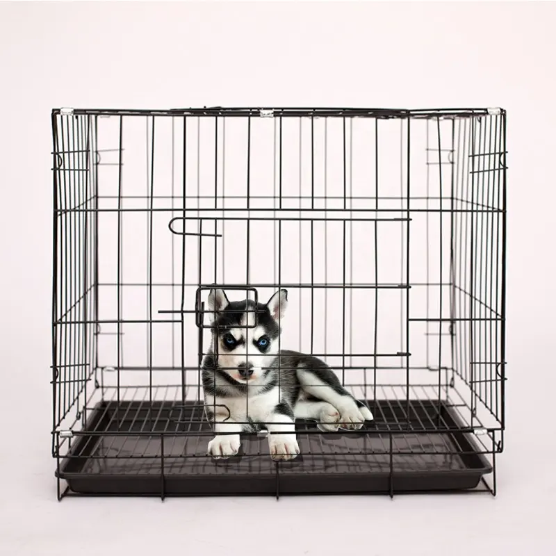 Đôi Cửa Dây Gấp Chó Crate Chuyên Nghiệp Chất Lượng Cao Kim Loại Chó Kennel Heavy Duty Lớn Dog Cage