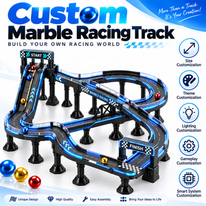 Circuit de course à billes en marbre avec éclairage LED, conception multi-niveaux croisée, logo personnalisé et aménagement surélevé - Product Image 1