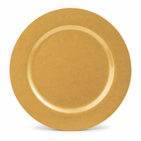 Assiettes de présentation dorées de 13 pouces en gros, élégantes assiettes en plastique PP à bord lisse pour fêtes, mariages de luxe, banquets, décoration en vrac