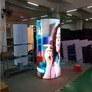 Panneau d'affichage LED d'intérieur et d'extérieur, colonne cylindre de forme ronde, écran d'affichage LED, mur vidéo de 360 degrés, panneau P2.5 P3 P4 P5