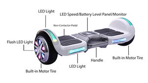 Trottinettes auto-équilibrantes de 6,5 pouces avec éclairage LED, trottinettes électriques à deux roues, planche à roulettes à équilibrage - Product Image 5