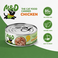 Alimentation humide pour chats riche en protéines en conserve 85g, service OEM ODM, saveur poulet entièrement naturelle, vente en gros
