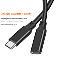 Câble d'extension USB-C mâle-femelle 240W à charge rapide, adaptateur 20 Gbit/s USB 3.2, câble de projection 4K, câble de données pour disque dur