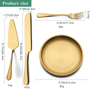 Ensemble de couteaux à gâteau en acier inoxydable, ensemble de couteaux et de serveurs à gâteau en or en acier inoxydable, cuillère à dîner, fourchette, tendance 2023 - Product Image 2