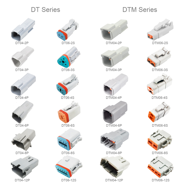 Automotive Connector DTM Series 2 3 4 6 8 12 Pin Waterproof Male Female Deutsch DT HD HDP Connector Kit Assembly Molded Cable