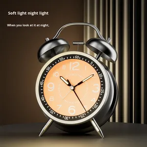 電気メッキ金属ベル目覚まし時計クリエイティブ韓国スタイル機械式ミニアラームLEDディスプレイ学生用デスククロック - Product Image 2