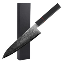 Couteau de Chef Professionnel en Acier Damas pour Cuisine Japonaise, Sashimi, Design Moderne Luxueux, Tranchant, Écologique, Manche en Bois