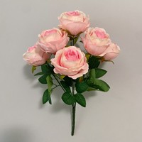 Bouquet de simulation 7 têtes de roses perle Montagne enneigée, teintes à la main, gaufrées et pressées à chaud, pour décoration murale florale de photographie de mariage