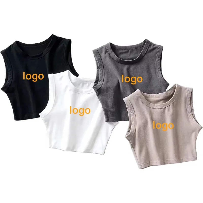 Ropa básica de entrenamiento para mujer, tops sexys con logotipo personalizado de Yoga, chaleco con estampado de dibujos animados, camisetas sin mangas cortas