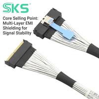 Cable de Datos Interno de Alta Velocidad SKS SKS-La1 Slimline SAS MCIO 124P 16X a MCIO 124P para Tarjeta NVMe RAID, 0.5m