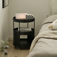 Crème Mini Table À Thé Vent Mobile Côté Étagère De Rangement pour Salon Table De Chevet Canapé Côté Plusieurs Petites Tables Console Rondes