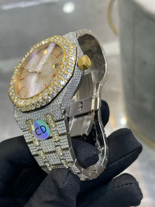 Montre mécanique de luxe en moissanite de qualité supérieure - entièrement sertie de diamants, or, acier inoxydable, montre de luxe pour homme, mode et affaires - Product Image 4