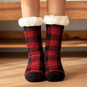Mujeres señoras Plaid tejido invierno cálido hogar interior salón pompón botines zapatillas Calcetines - Product Image 3