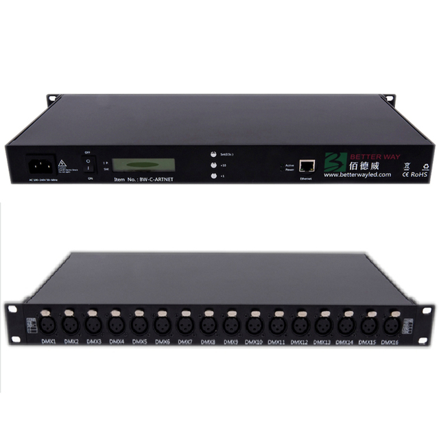 16U DMX Artnetcontroller RGB RGBW DMX LED Controller with 16 Universe Channels Pixel Light