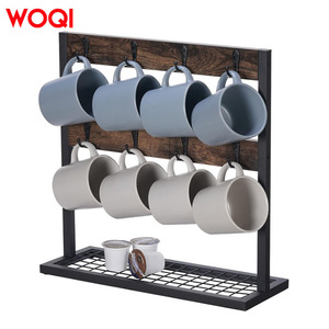 Porte-tasses à café mural moderne WOQI en bois, crochets, étagère de rangement pour la maison, la <span class=keywords><strong>cuisine</strong></span>, l'affichage, origine du Shandong - Product Image 1
