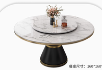 Ensemble table et chaises de salle à manger, style moderne minimaliste, table ronde italienne avec plateau tournant, table à manger circulaire en roche.