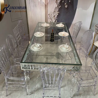 Elegante moderne Luxus Harz Acryl Bankett Event Tisch Kristallglas platte Rechteck Hochzeits tisch